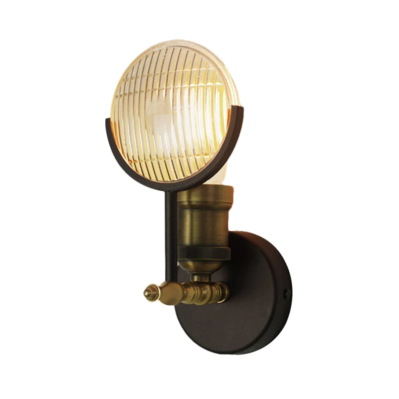Ronde helderglazen wandkandelaar Koloniaal 1-lamps binnenwandgemonteerd lichtarmatuur zwart en goud Clearhalo