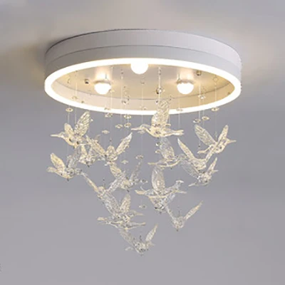 Ronde inbouwlamp met heldere kristallen vogel Moderne LED-inbouwlamp voor slaapkamer Clearhalo