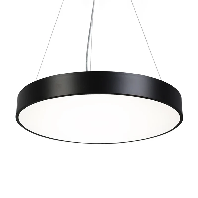Ronde plaat hanglampset Nordic Iron Black LED hanglamp warm/wit licht, 16"/31,5"/39" breedte Clearhalo