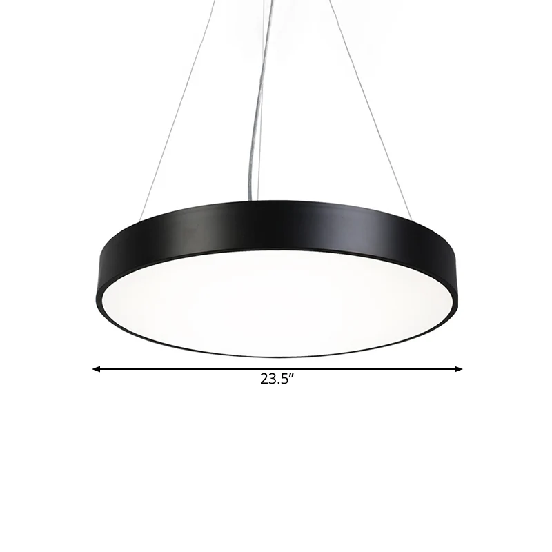 Ronde plaat hanglampset Nordic Iron Black LED hanglamp warm/wit licht, 16"/31,5"/39" breedte Clearhalo