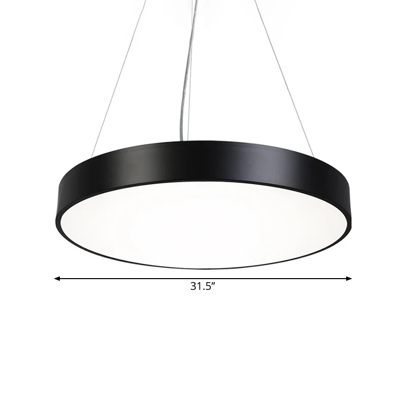 Ronde plaat hanglampset Nordic Iron Black LED hanglamp warm/wit licht, 16"/31,5"/39" breedte Clearhalo