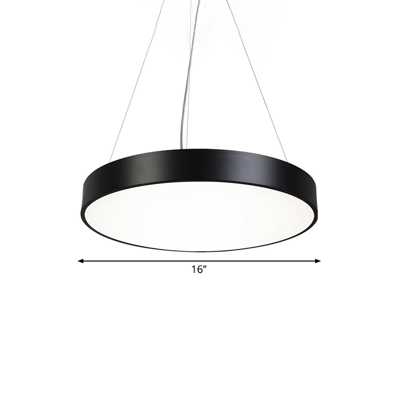 Ronde plaat hanglampset Nordic Iron Black LED hanglamp warm/wit licht, 16"/31,5"/39" breedte Clearhalo