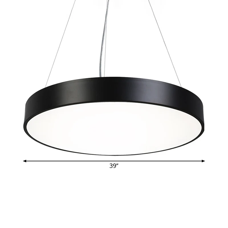 Ronde plaat hanglampset Nordic Iron Black LED hanglamp warm/wit licht, 16"/31,5"/39" breedte Clearhalo