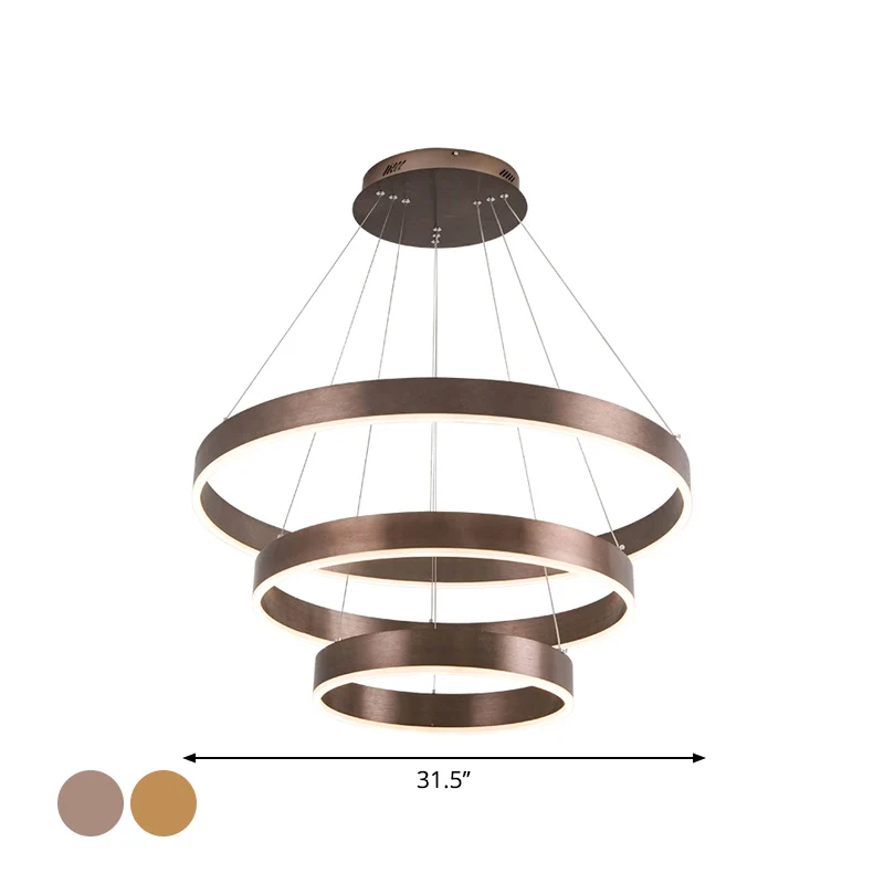 Ronde woonkamer LED-kroonluchter Metaal 3 koppen Minimalistische hanglamp koffie/goud Clearhalo