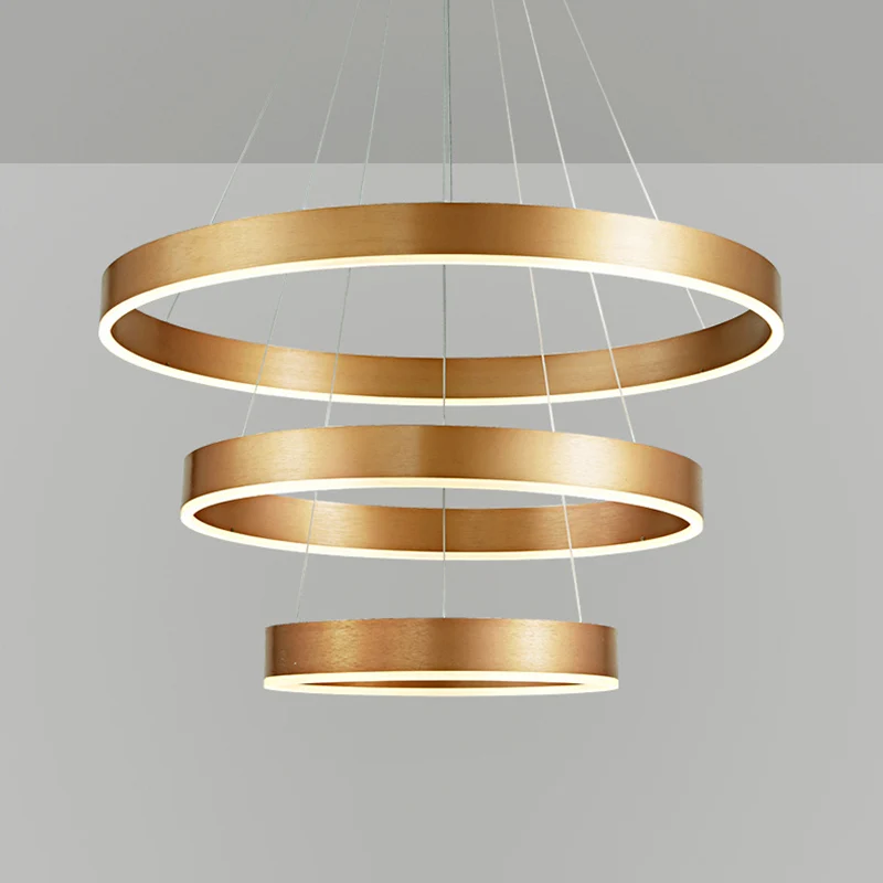 Ronde woonkamer LED-kroonluchter Metaal 3 koppen Minimalistische hanglamp koffie/goud Clearhalo