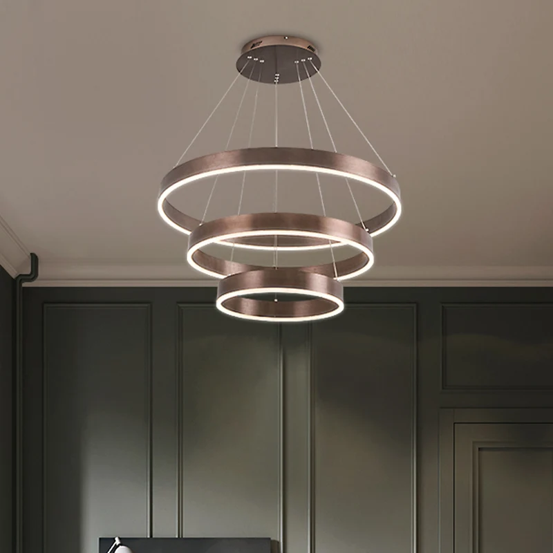 Ronde woonkamer LED-kroonluchter Metaal 3 koppen Minimalistische hanglamp koffie/goud Clearhalo