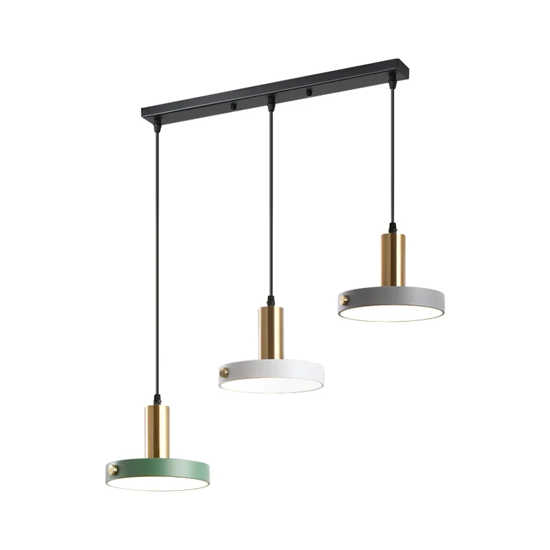 Ronde/lineaire cluster cirkel hanger Scandinavische 3 hoofden acryl wit-grijs-groen plafond hanglamp warm/wit/3 kleuren li...