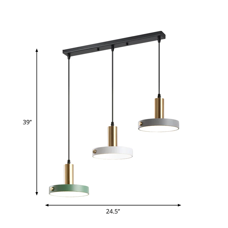 Ronde/lineaire cluster cirkel hanger Scandinavische 3 hoofden acryl wit-grijs-groen plafond hanglamp warm/wit/3 kleuren li...