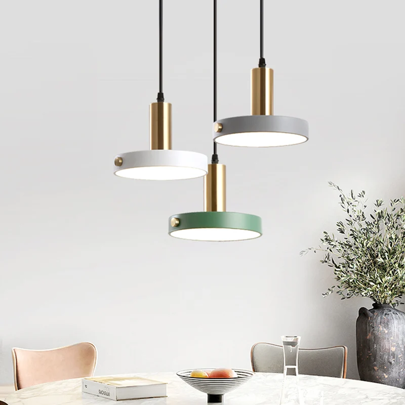 Ronde/lineaire cluster cirkel hanger Scandinavische 3 hoofden acryl wit-grijs-groen plafond hanglamp warm/wit/3 kleuren li...
