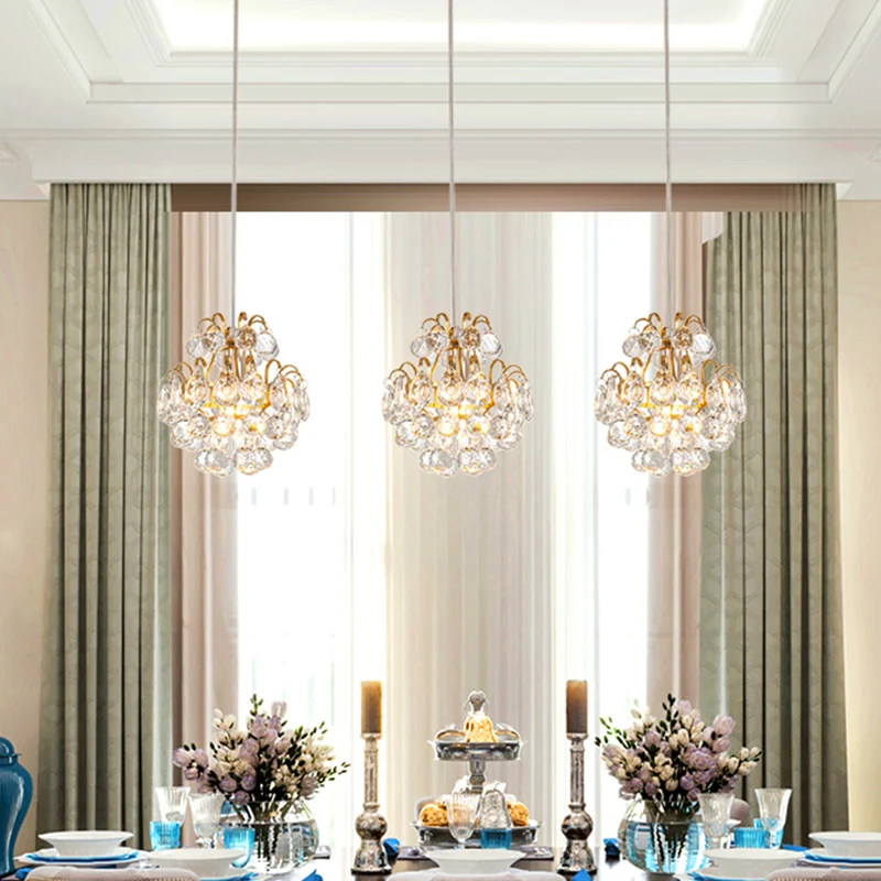 Ronde/lineaire luifel Eetzaal Multi-plafondlamp Modern metaal 3 lampen Zwart/goud hangende hanger met heldere kristallen b...