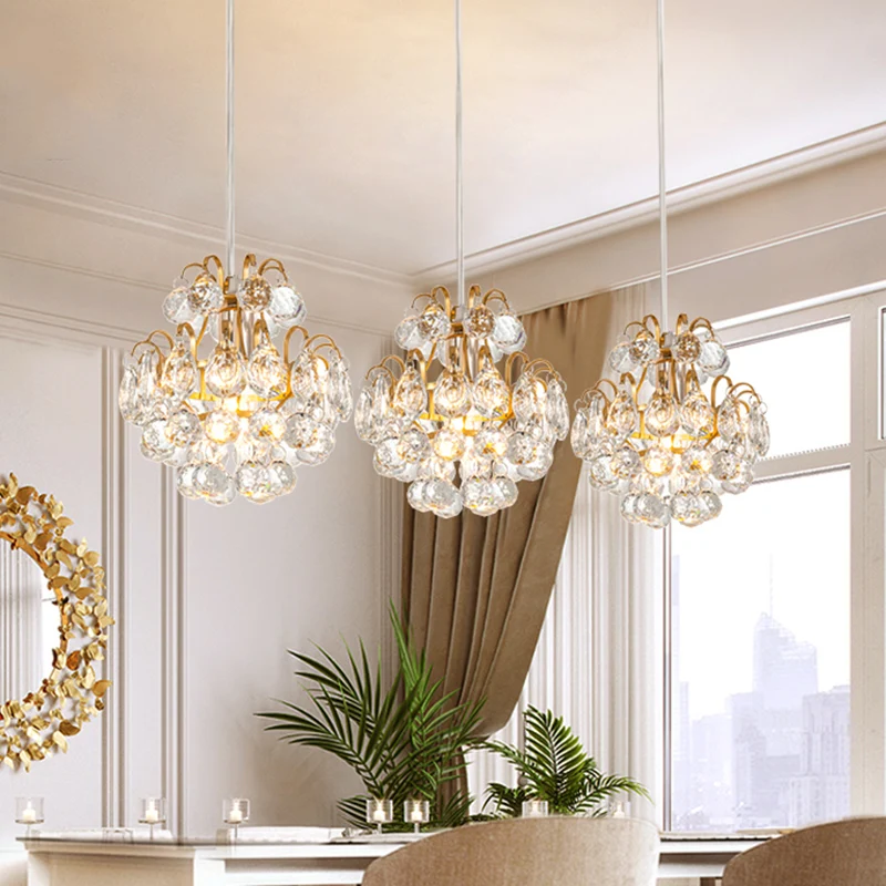 Ronde/lineaire luifel Eetzaal Multi-plafondlamp Modern metaal 3 lampen Zwart/goud hangende hanger met heldere kristallen b...