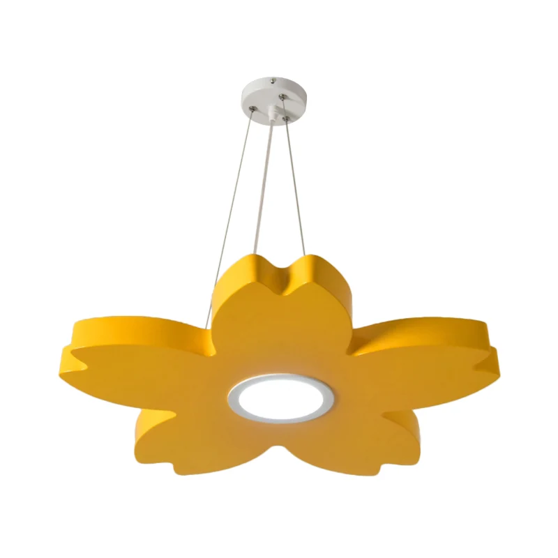 Rood/Geel/Blauw Bloem Kroonluchter Lamp Eigentijds LED Metallic Plafond Hangarmatuur voor Speelkamer Clearhalo