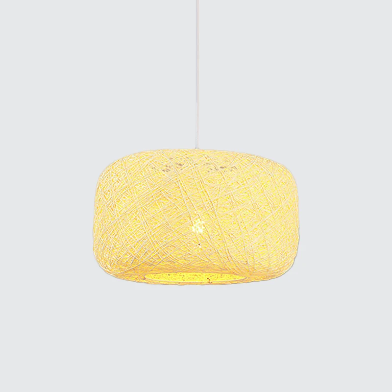 Rood/roze/oranje Drum Drop hanglamp Macaron 1-lichts rotan wevende ophangverlichting voor Bistro Clearhalo