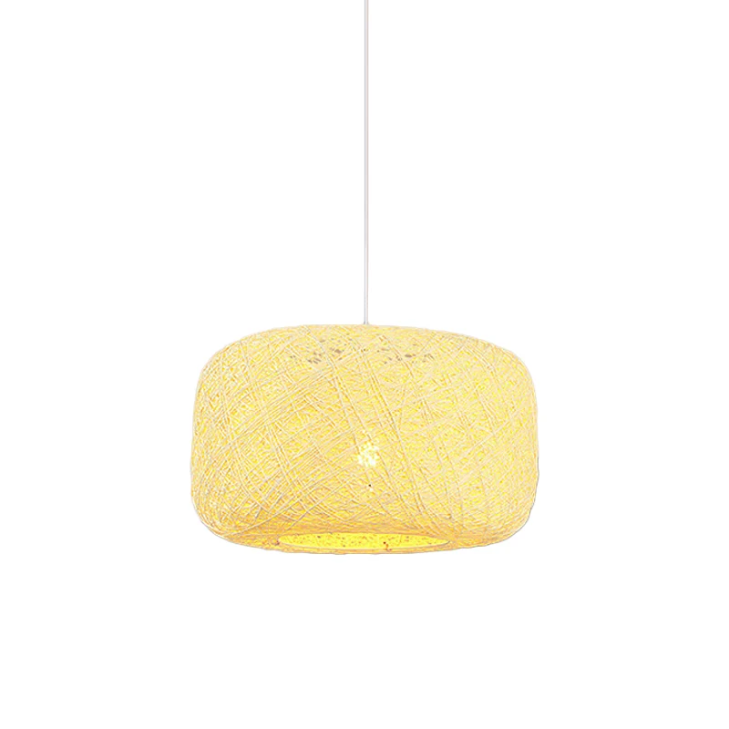 Rood/roze/oranje Drum Drop hanglamp Macaron 1-lichts rotan wevende ophangverlichting voor Bistro Clearhalo