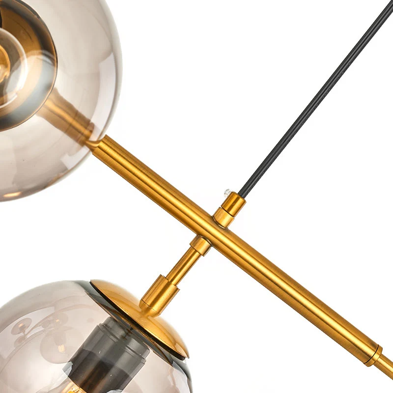 Rookgrijze bubbelkroonluchter Verlichting met zes lampen Modern glazen schaduweilandlicht voor keukeneetkamer Clearhalo