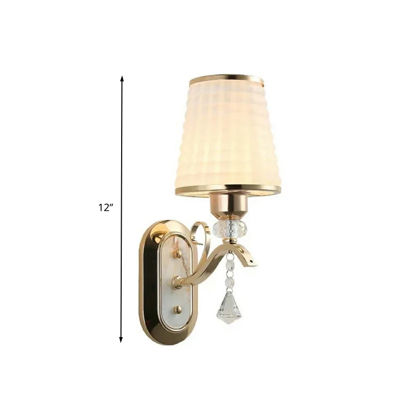 Roosterglas Gouden Wandverlichting Kegel Enkel licht Vintage LED-wandlamp met kristallen accent Clearhalo