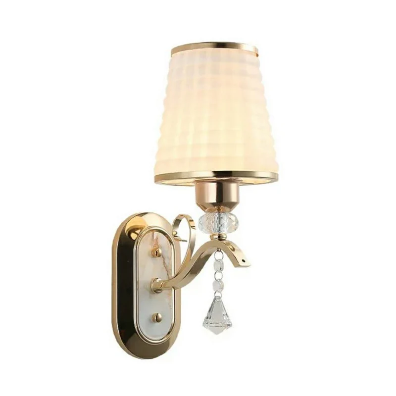 Roosterglas Gouden Wandverlichting Kegel Enkel licht Vintage LED-wandlamp met kristallen accent Clearhalo