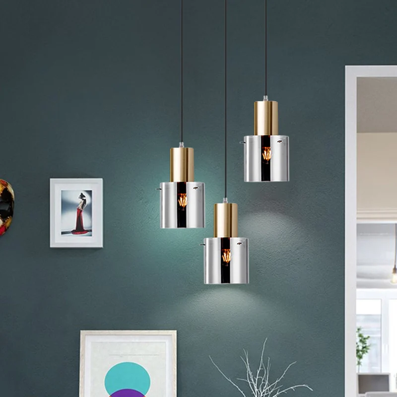 Rose goud/goud fles hanglamp moderne stijl 1-lamp rokerig grijs glazen plafond hanglamp voor keukenbar Clearhalo