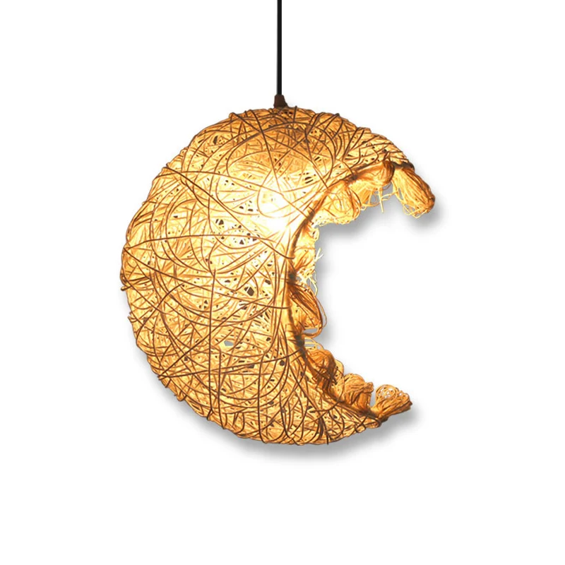Rotan schaduwplafondlamp Aziatische stijl 1 lamp Houten hangende verlichtingsarmatuur voor restaurant Clearhalo