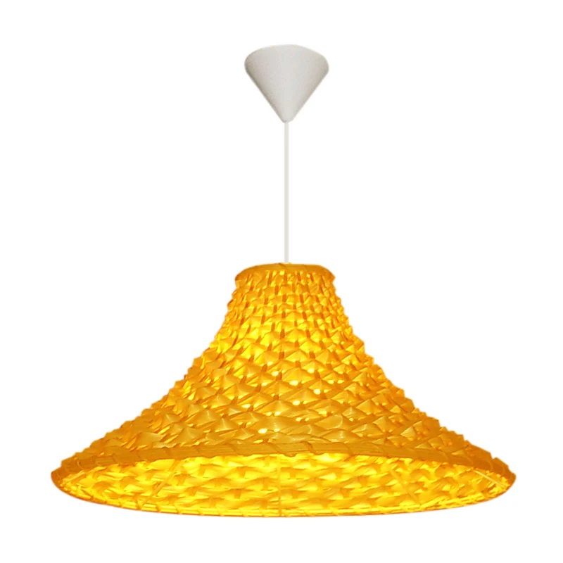 Rotan Wide Flared Drop hanglamp Aziatische 1-koppige lichtgele hanglamp voor woonkamer Clearhalo