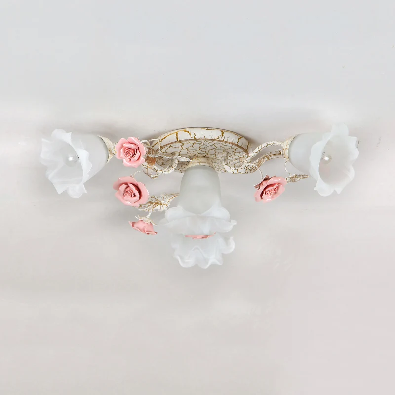 Roze 4/6 koppen semi-inbouw Amerikaanse bloem melkglas Morning Glory plafondlamp Clearhalo