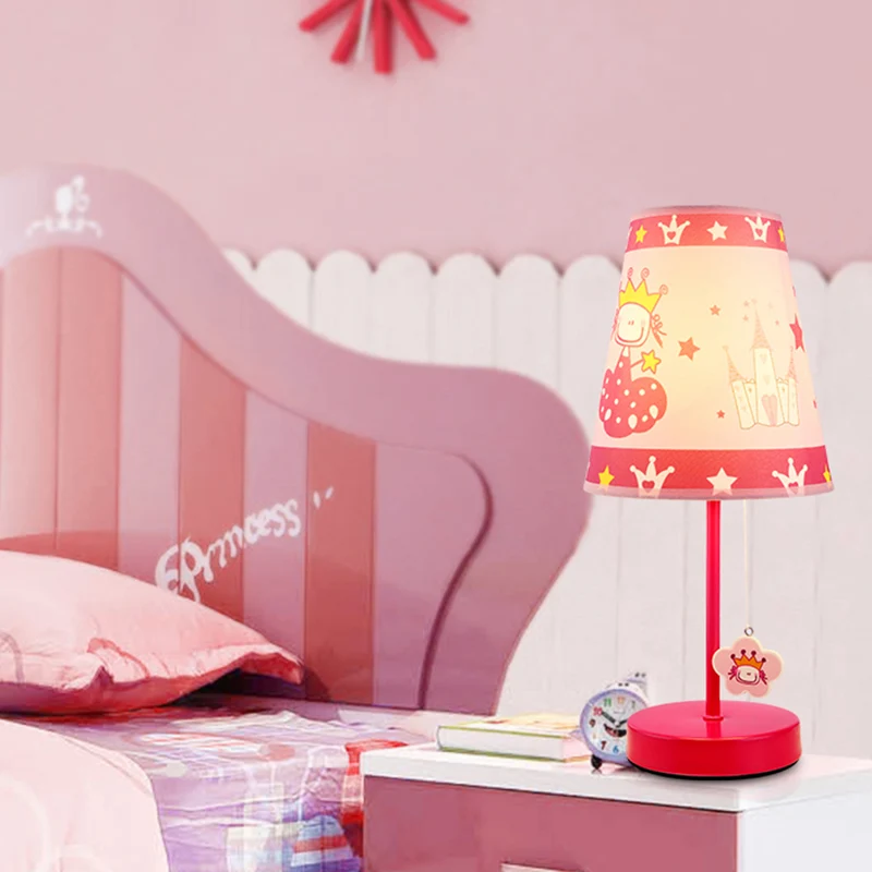 Roze taps toelopende schaduw bureaulamp met Princess One Light Mooie studielamp voor meisjesslaapkamer Clearhalo