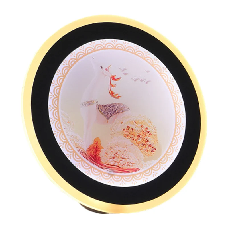 Roze/blauwe cirkelvormige muurschildering licht Azië stijl LED acryl wandverlichting idee met herten/kasteelpatroon Clearhalo