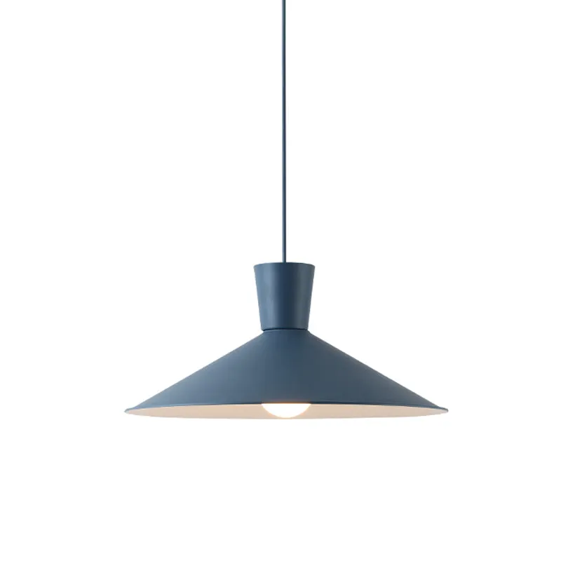 Roze/blauw/grijze kegelvormige neerwaartse verlichtingshanger Nordic 1-lichts metalen hangende hanglamp Clearhalo