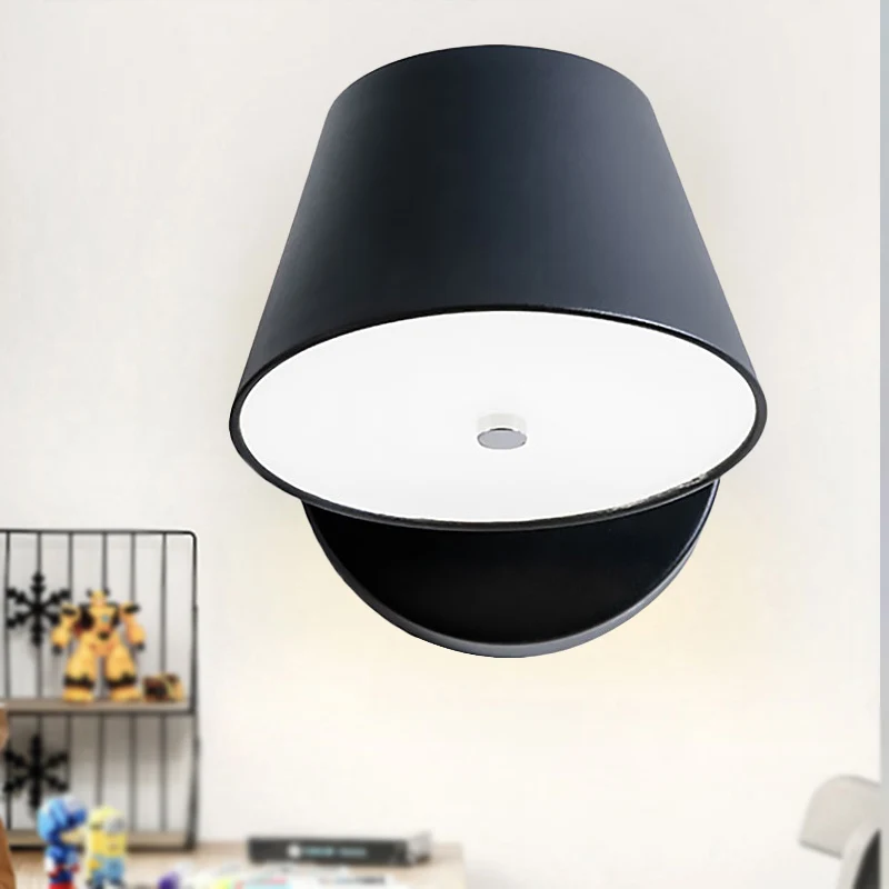 Roze/geel/zwart kegelvormige wandkandelaar Macaron 1 lichtmetalen schanslamp wit/warm licht Clearhalo