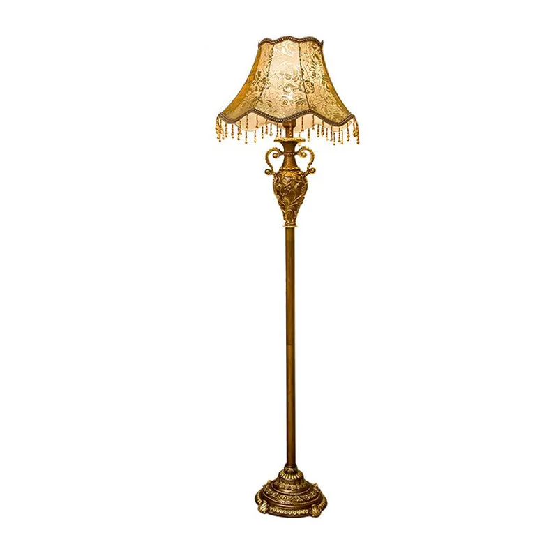 Rozenprint stof geschulpte vloerlamp rustiek 1-lamp woonkamer staande lamp goud Clearhalo
