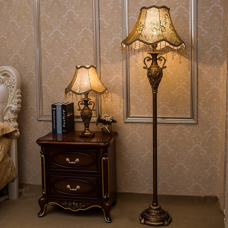 Rozenprint stof geschulpte vloerlamp rustiek 1-lamp woonkamer staande lamp goud Clearhalo
