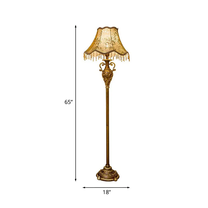 Rozenprint stof geschulpte vloerlamp rustiek 1-lamp woonkamer staande lamp goud Clearhalo