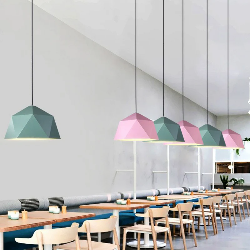 Ruitvormige hanglamp Nordic metallic 1-lichts restaurant hangende hanglamp Clearhalo