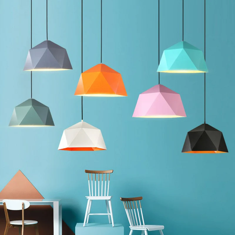 Ruitvormige hanglamp Nordic metallic 1-lichts restaurant hangende hanglamp Clearhalo