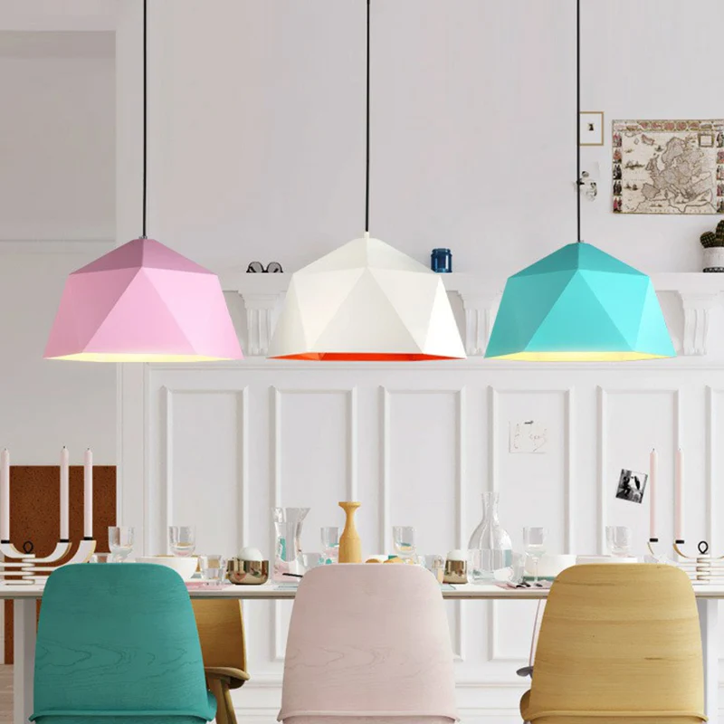 Ruitvormige hanglamp Nordic metallic 1-lichts restaurant hangende hanglamp Clearhalo