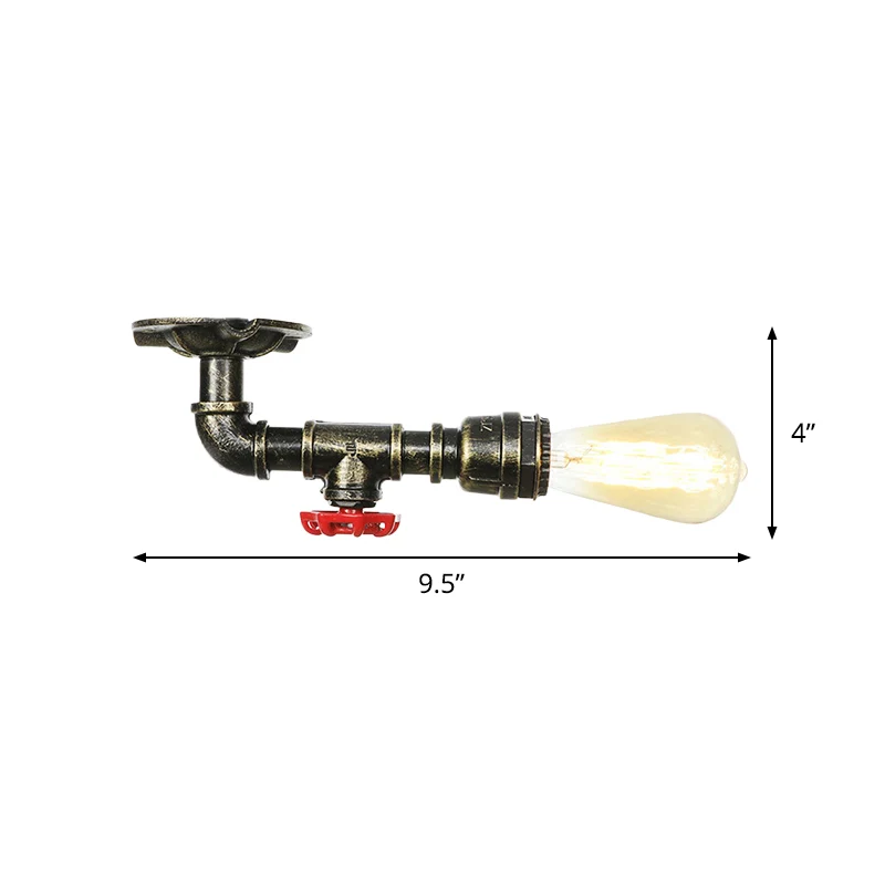 Rustieke waterpijp semi-inbouw 1-kops metalen plafondmontage armatuur brons Clearhalo