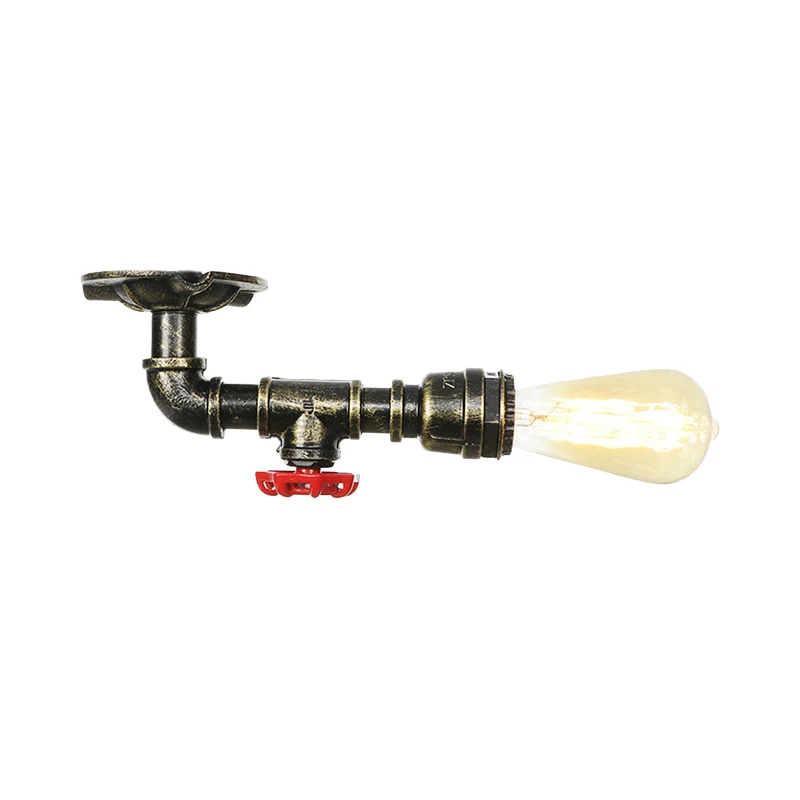 Rustieke waterpijp semi-inbouw 1-kops metalen plafondmontage armatuur brons Clearhalo