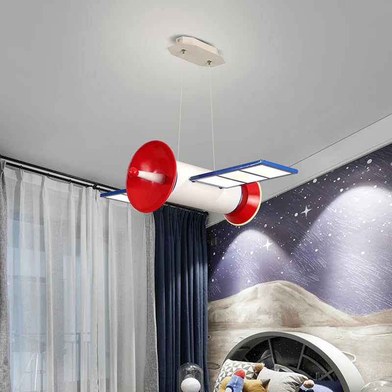 Satellietvormige kroonluchterlamp Minimalistisch acryl Slaapkamer LED-hanglamp blauw-rood Clearhalo