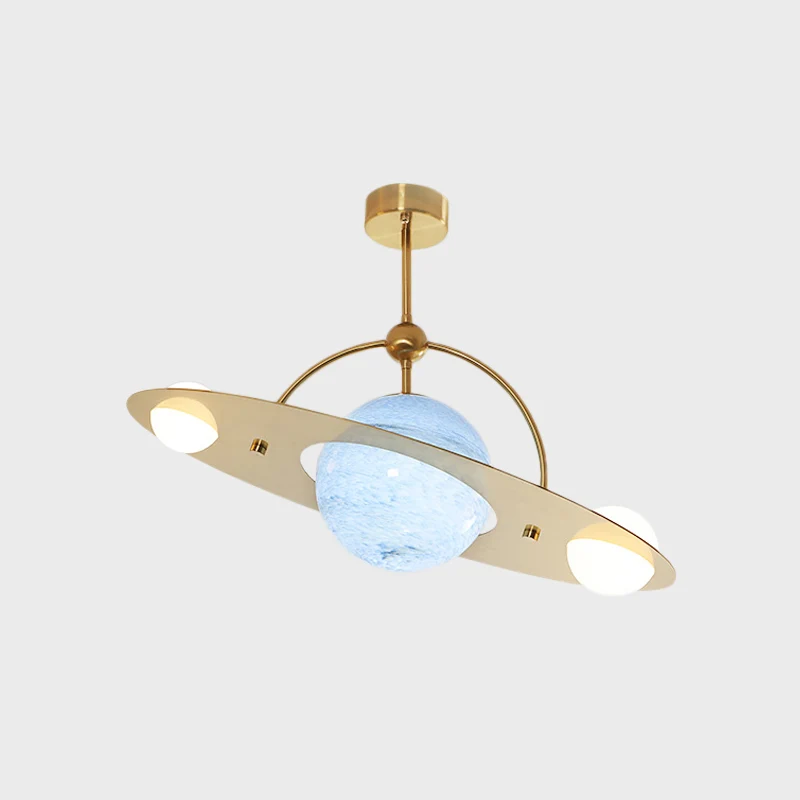 Saturn semi-inbouw plafondlamp cartoon wit glas 2 lampen wit/beige/blauw inbouwlamp Clearhalo