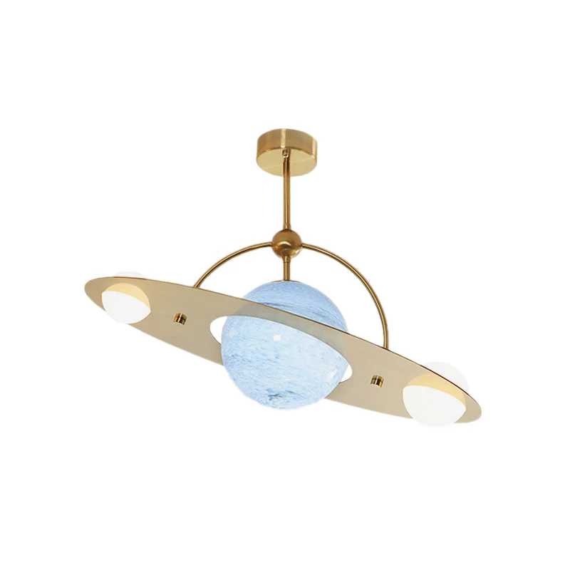 Saturn semi-inbouw plafondlamp cartoon wit glas 2 lampen wit/beige/blauw inbouwlamp Clearhalo