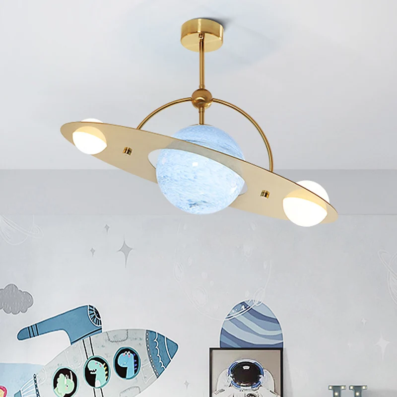 Saturn semi-inbouw plafondlamp cartoon wit glas 2 lampen wit/beige/blauw inbouwlamp Clearhalo