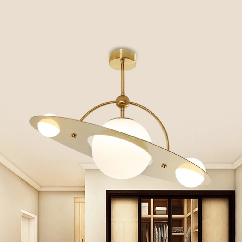 Saturn semi-inbouw plafondlamp cartoon wit glas 2 lampen wit/beige/blauw inbouwlamp Clearhalo