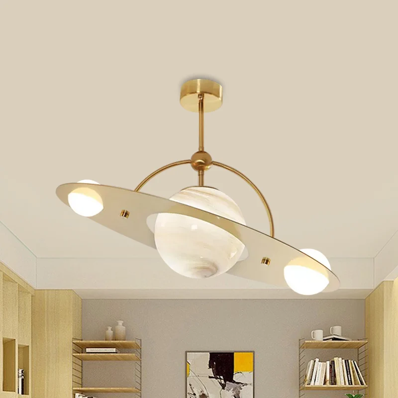 Saturn semi-inbouw plafondlamp cartoon wit glas 2 lampen wit/beige/blauw inbouwlamp Clearhalo