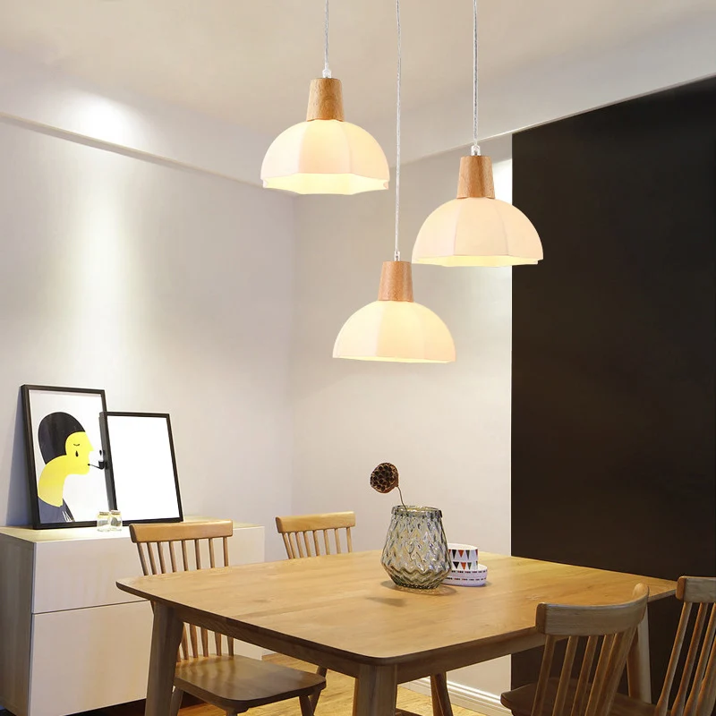 Scandinavische stijl halve bol multi-plafondlamp wit glas 3 lampen eetkamer ophanglamp Clearhalo