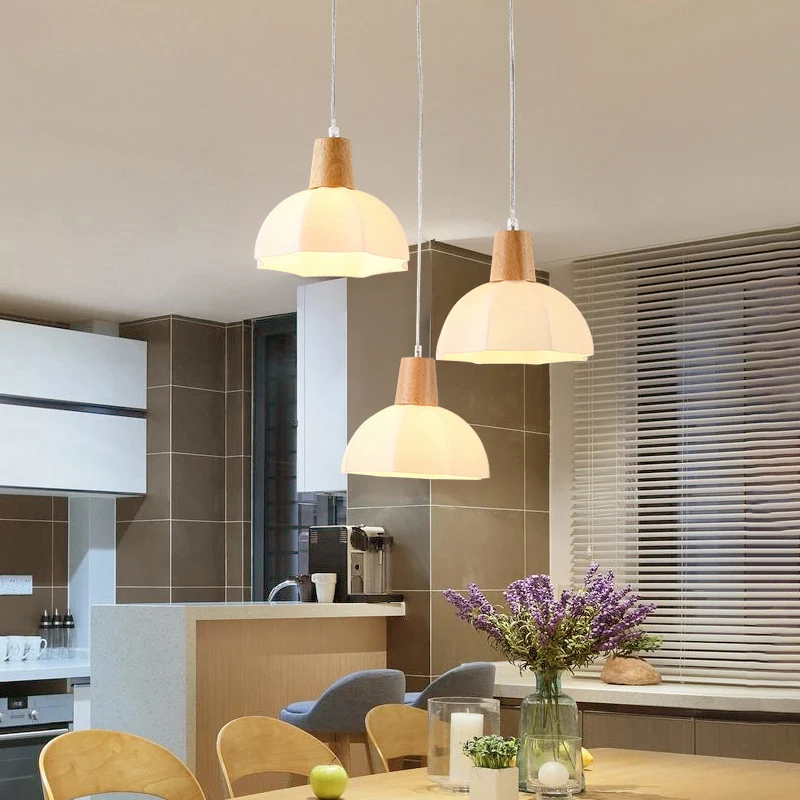 Scandinavische stijl halve bol multi-plafondlamp wit glas 3 lampen eetkamer ophanglamp Clearhalo
