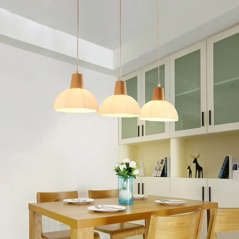 Scandinavische stijl halve bol multi-plafondlamp wit glas 3 lampen eetkamer ophanglamp Clearhalo