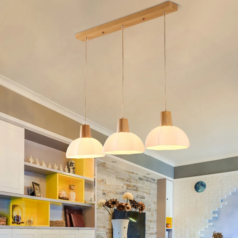 Scandinavische stijl halve bol multi-plafondlamp wit glas 3 lampen eetkamer ophanglamp Clearhalo