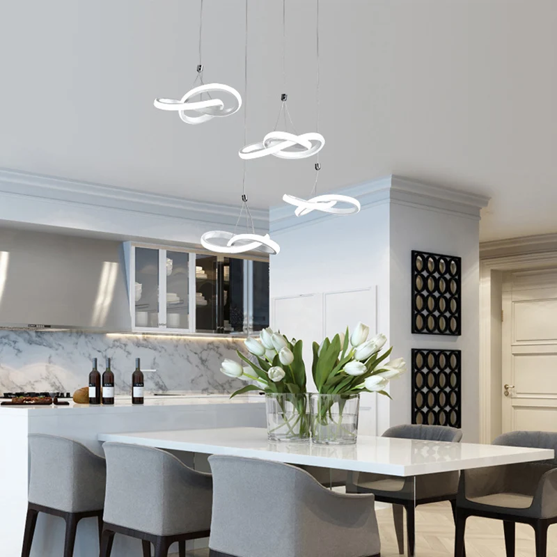Scandinavische stijl naadloze rondingen multi-licht hangende aluminium eetkamer LED hangende verlichting Clearhalo