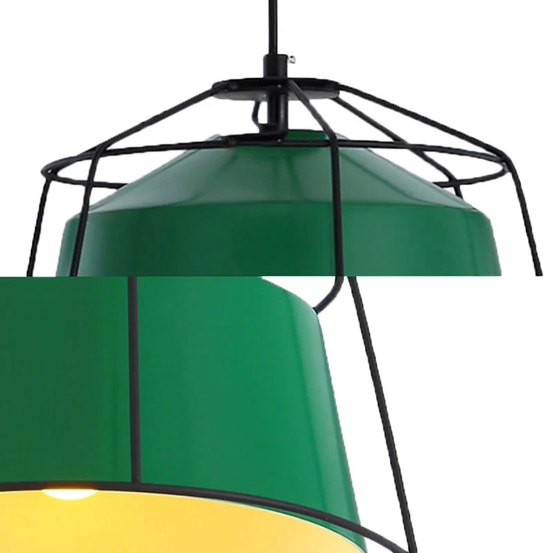 Schuurvormige keukenhanglamp met kooi Metaal Enkele lichte traditionele hanglamp bosgroen Clearhalo