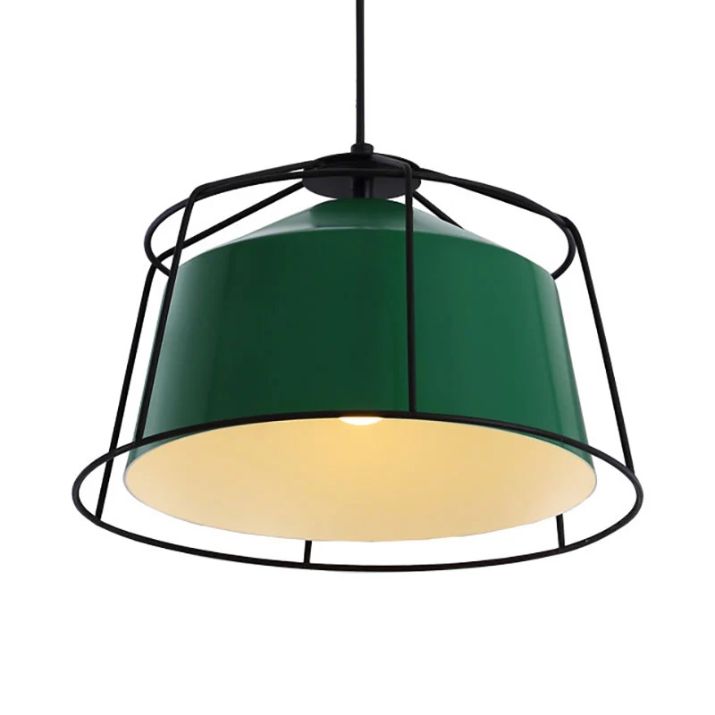 Schuurvormige keukenhanglamp met kooi Metaal Enkele lichte traditionele hanglamp bosgroen Clearhalo